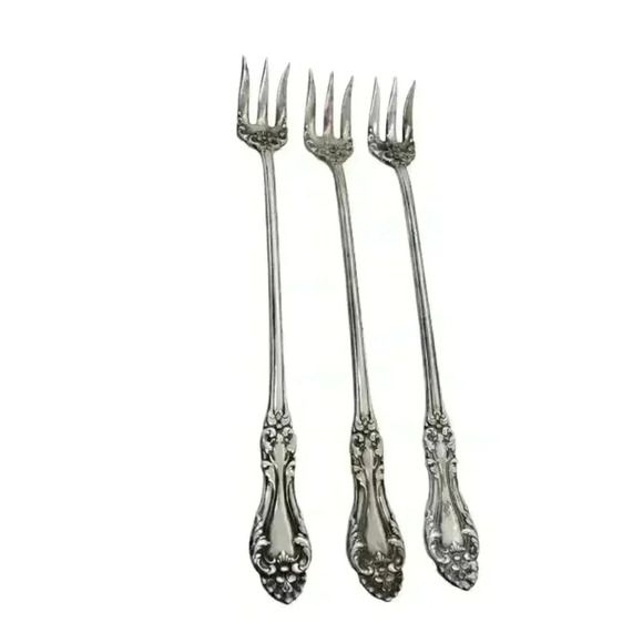 3 Pcs Antique Silver plate Oyster Fork Rogers PAT APR 4.99 Arundel Charcuterie - Picture 2 of 10